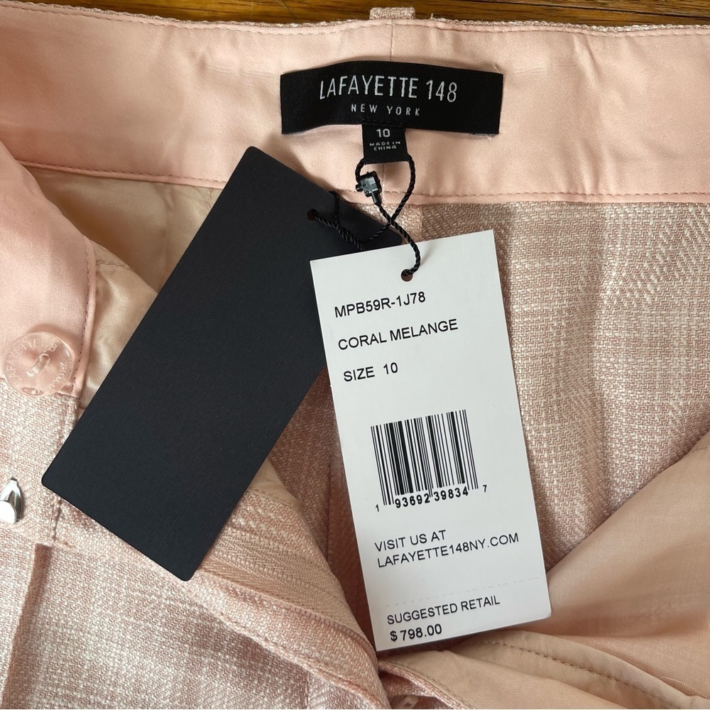 Lafayette 148 Winthrop Wide Leg Cropped Pant Coral Melange MPB59R-1J78 Sz 10 NWT - Picture 4 of 6